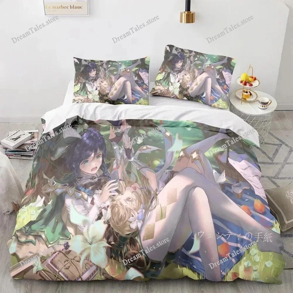 Game Genshin Impact Comforter Bedding Sets Quilt Bed Cover Duvet Cover Pillow Case Sets Kids Adult Size Home Textileextile
