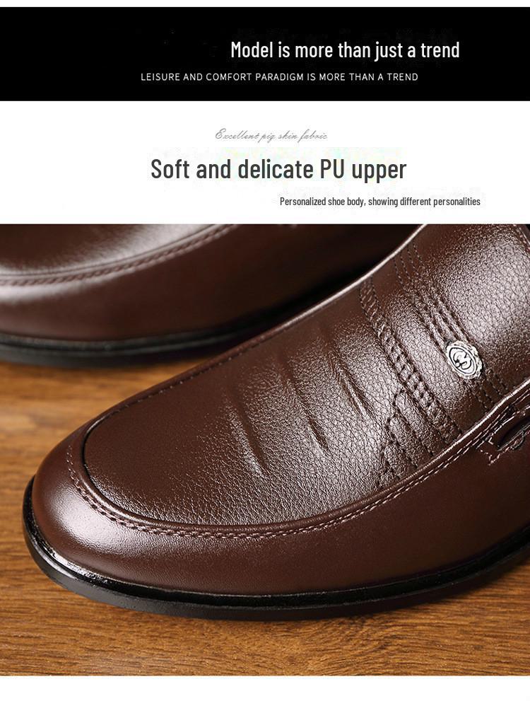 2024 Autumn Men's Soft Sole Casual Leather Shoes - Breathable Business Footwear for Middle-Aged and Elderly