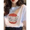 2025 Leisure Fairy Tale Theme T-shirt White Short Sleeve Unique Apple Pure Cotton Printed Cute Clothing Women's Top