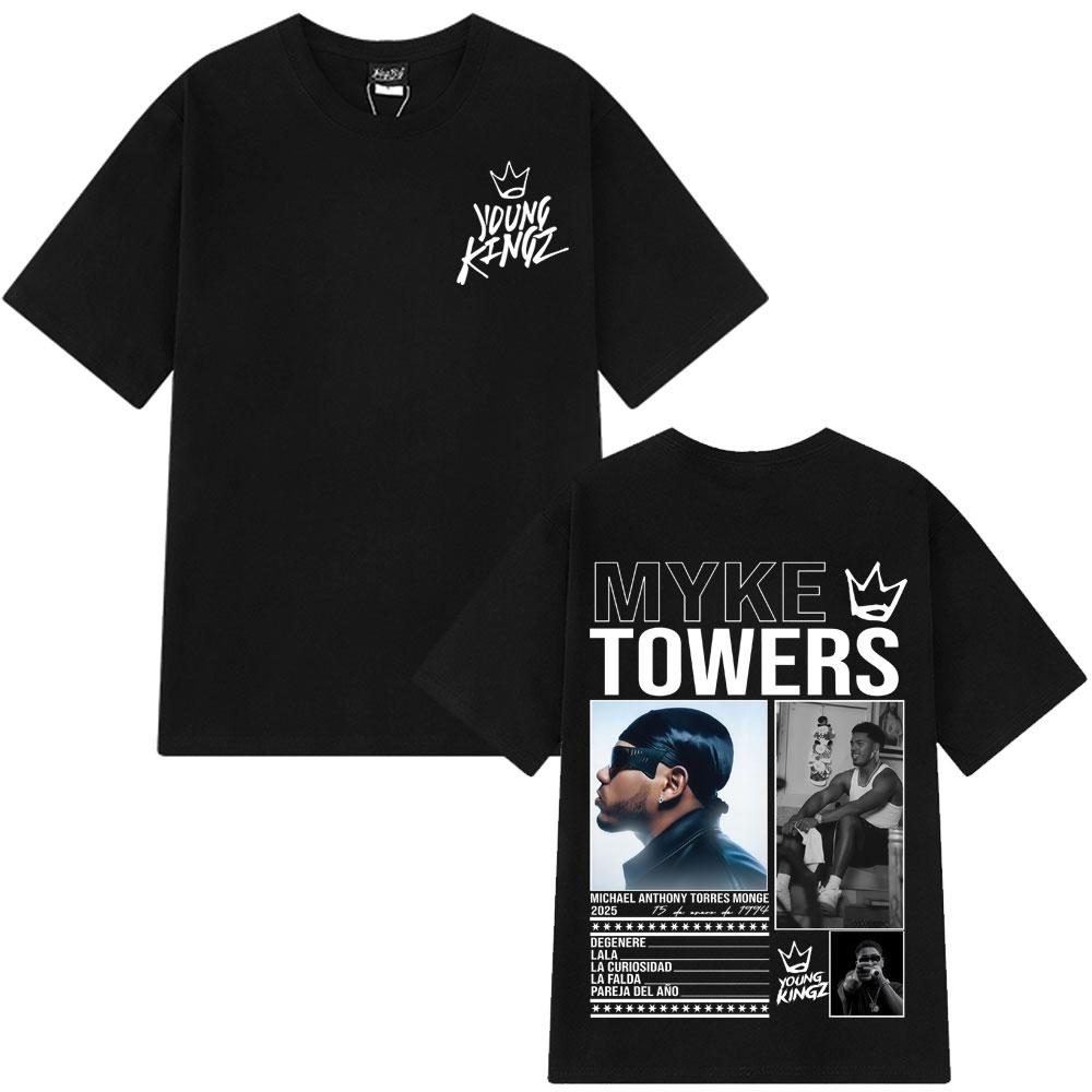 2025 Summer Rapper Myke Towers T-shirts Men Women Oversized T Shirt 100 Pure Cotton Printed Breathable Leisure T-shirt Y2k S 2000₽