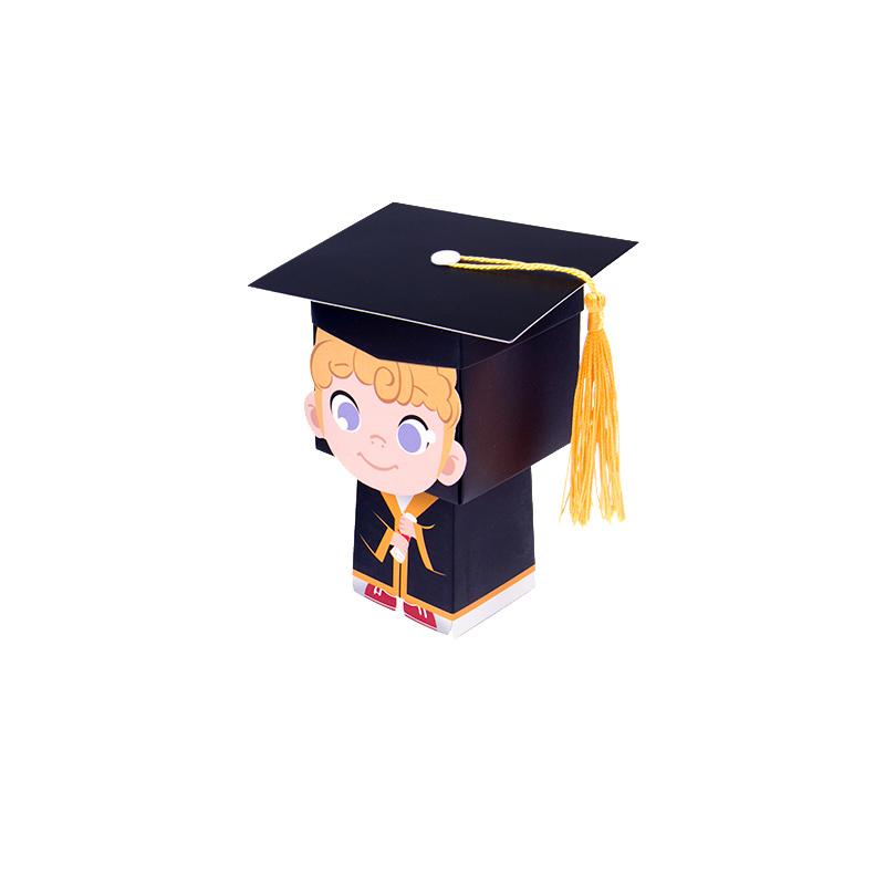 Graduation Decor Candy Boxes Bachelor Hat Chocolate Gifts Packing Bags with Tassel 2025 Congrats Grad Celebration Party Favors