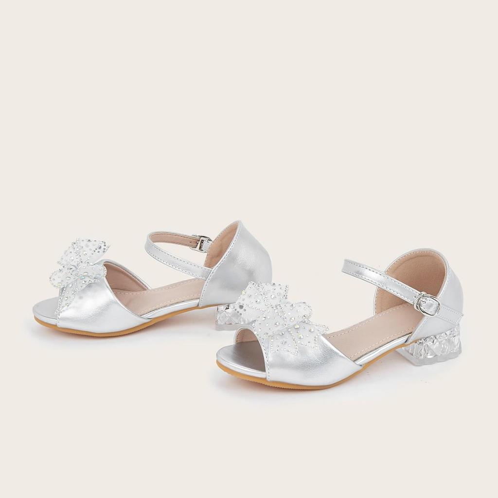 2025 New Girl's Bowknot High Heel Sandals - Princess Style for Outdoor Wear