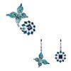 2pcs  for Women Fashion Butterfly Flower Red Green Ring Earrings Handmade Enamel  Set Party Wedding