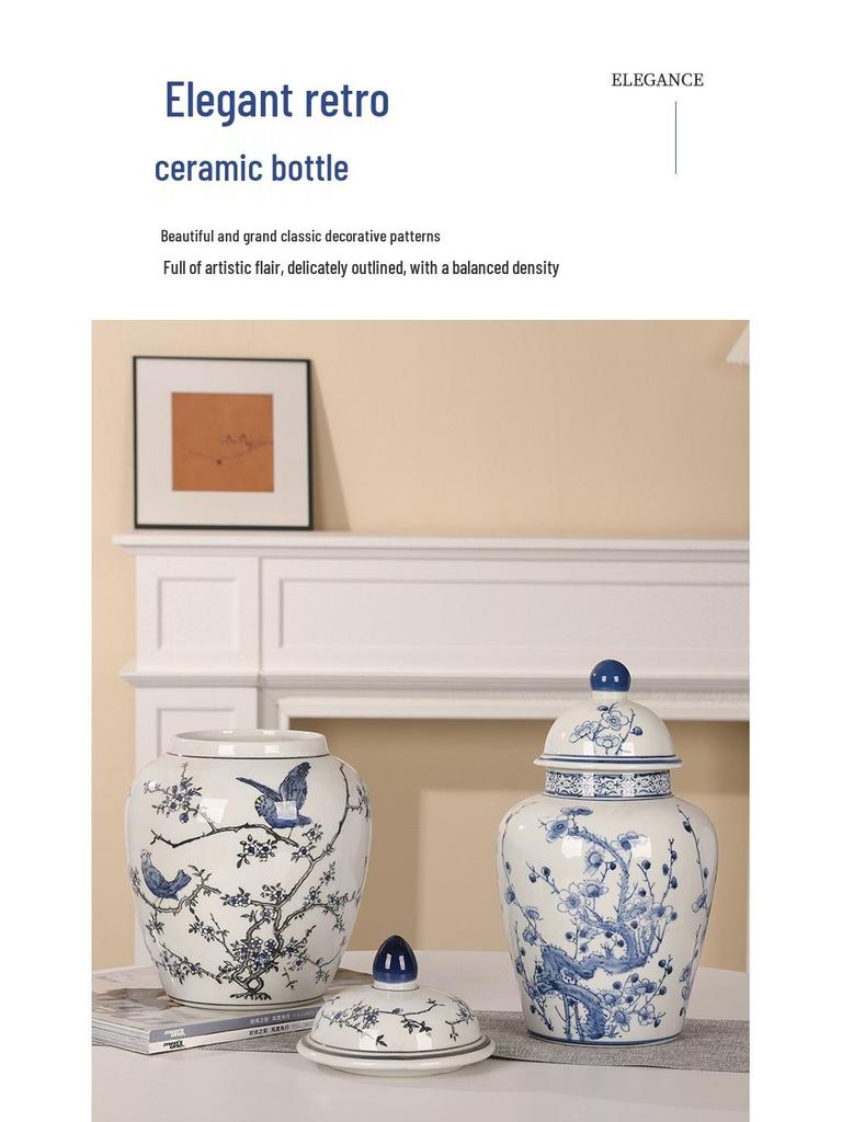 Chinese Retro Blue and White Porcelain Vase for Elegant Flower Arrangements