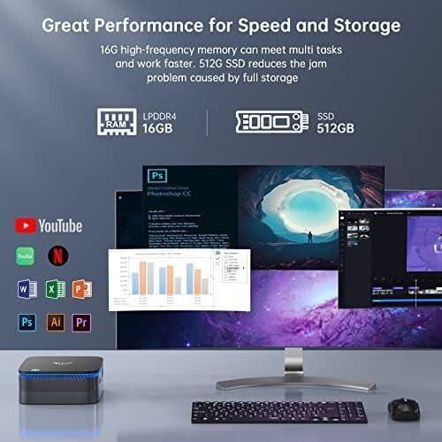Mini PC - NIPOGI - AK1 Pro - 16GB RAM - 512GB SSD - Dual 4K UHD Display - Black