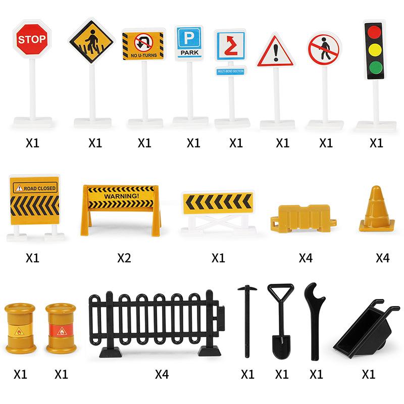 10 In 1 Construction Toys Truck Storage Die-Cast Vehicle Transporter Car Set Excavator Dump Truck Digger Backhoe For Kids Gift
