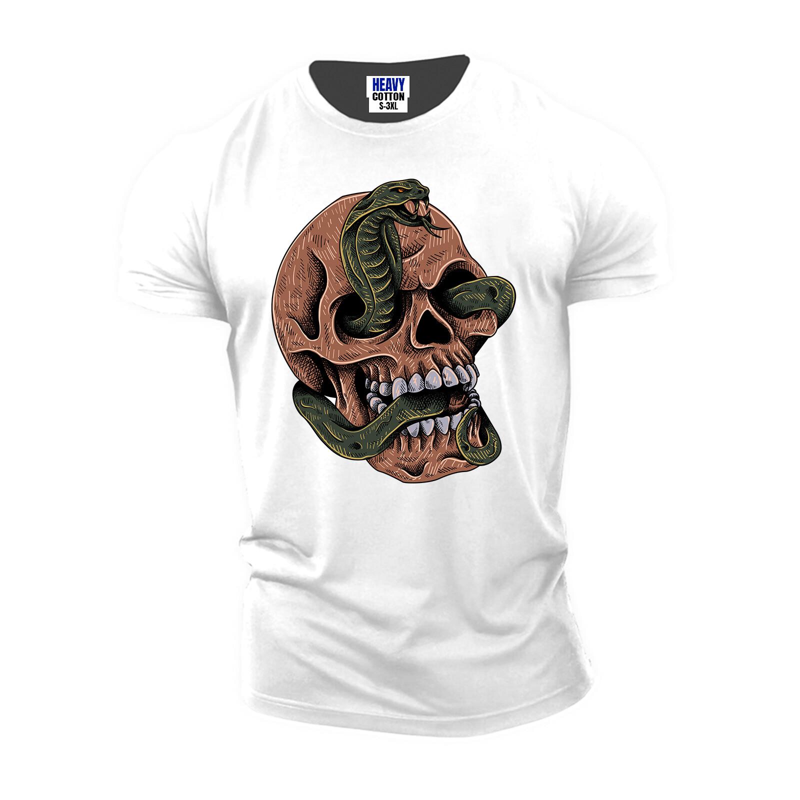 

Snake With Skull Men s Short Sleeve T Shirt Skeleton USA Funny New Gift Tee 5XL різнокольоровий