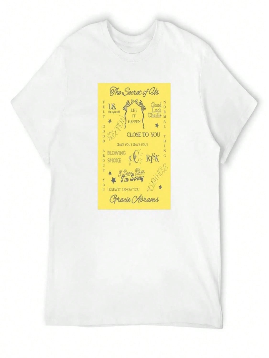 The Secret Of Us Tracklist Print T-Shirt Oversizeds Funny T-Shirt Shirts Graphic Tee Men S разноцветный