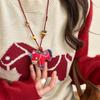 High-End Wooden Bead & Resin Horse Necklace - Luxurious Sweater Chain with Unique Design
