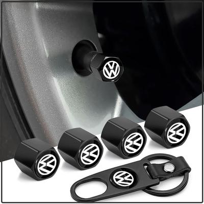 New Car Tire Valve Caps with Car Badge Keyring Keychain Set For MK7 MK6 MK5 Ibiza Leon FR 2 Altea Aztec Golf-4 5 6 7 Passat