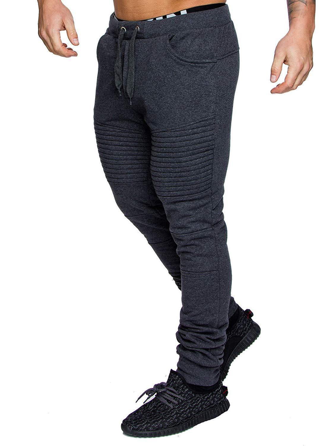 Men s Hip-Hop Striped Camouflage Fitness Pants M темно-серого