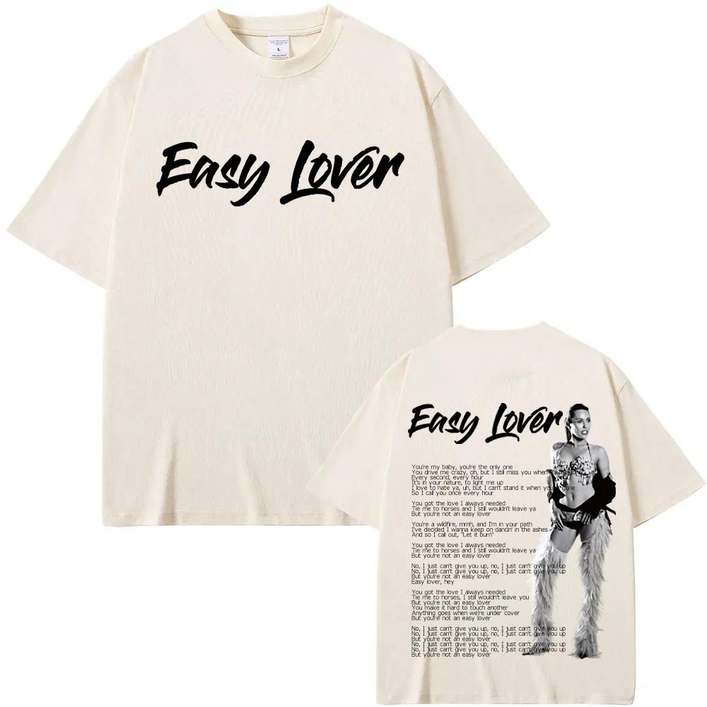 Miley Cyrus -Easy Lover Tshirts Graphic Print T-shirts Men Women Fashion Casual Rock Streetwear Cotton Short Sleeve High Quality