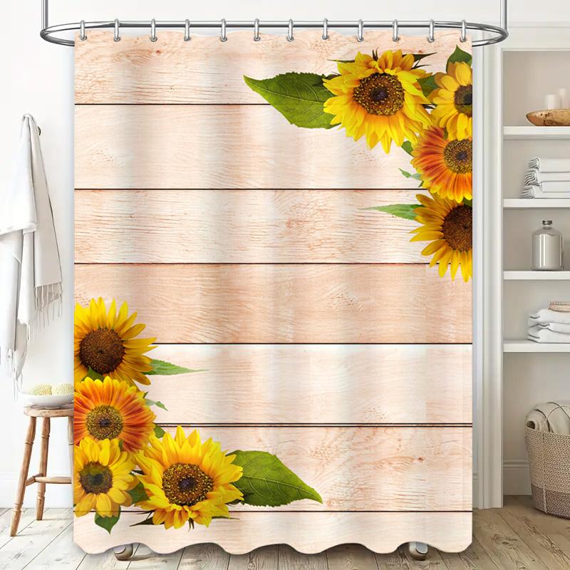 Modern Farmhouse Style Sunflower Bath Shower Curtain Waterproof Polyester Fabric Decorative Printing For Bathroom Accessories Se