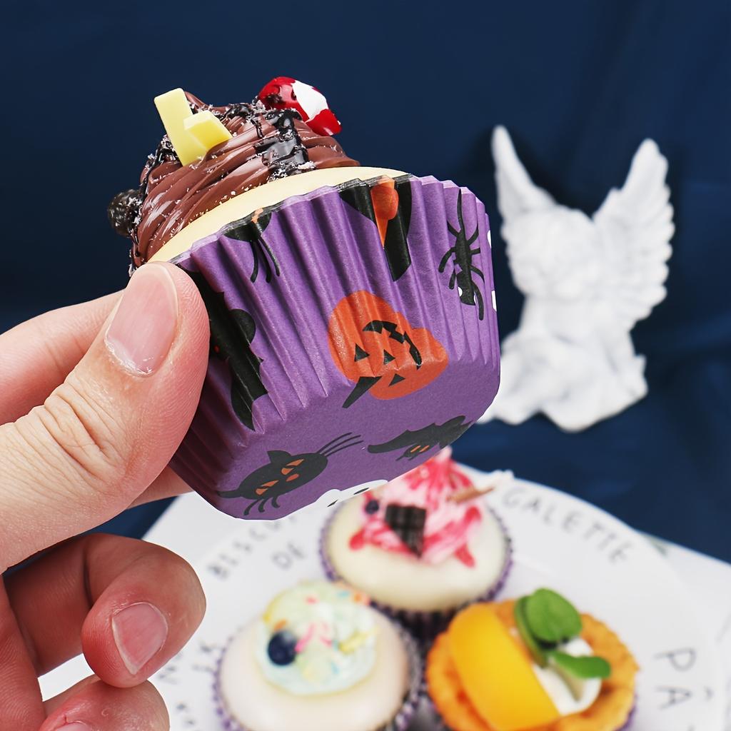 [Bat Party Cup Set] Bat Pattern Family Party Theme Dessert Paper Cup Birthday Party Main Cake Paper Tray Greaseproof Paper