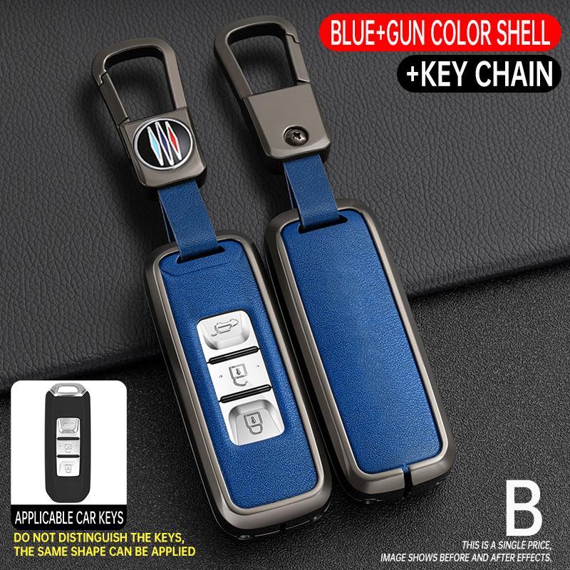 

Zinc Alloy+Leather Car Remote Key Case Cover Protective Shell Fob For Baojun 510 730 360 560 Rs-5 530 630 For Wuling Hongguang S