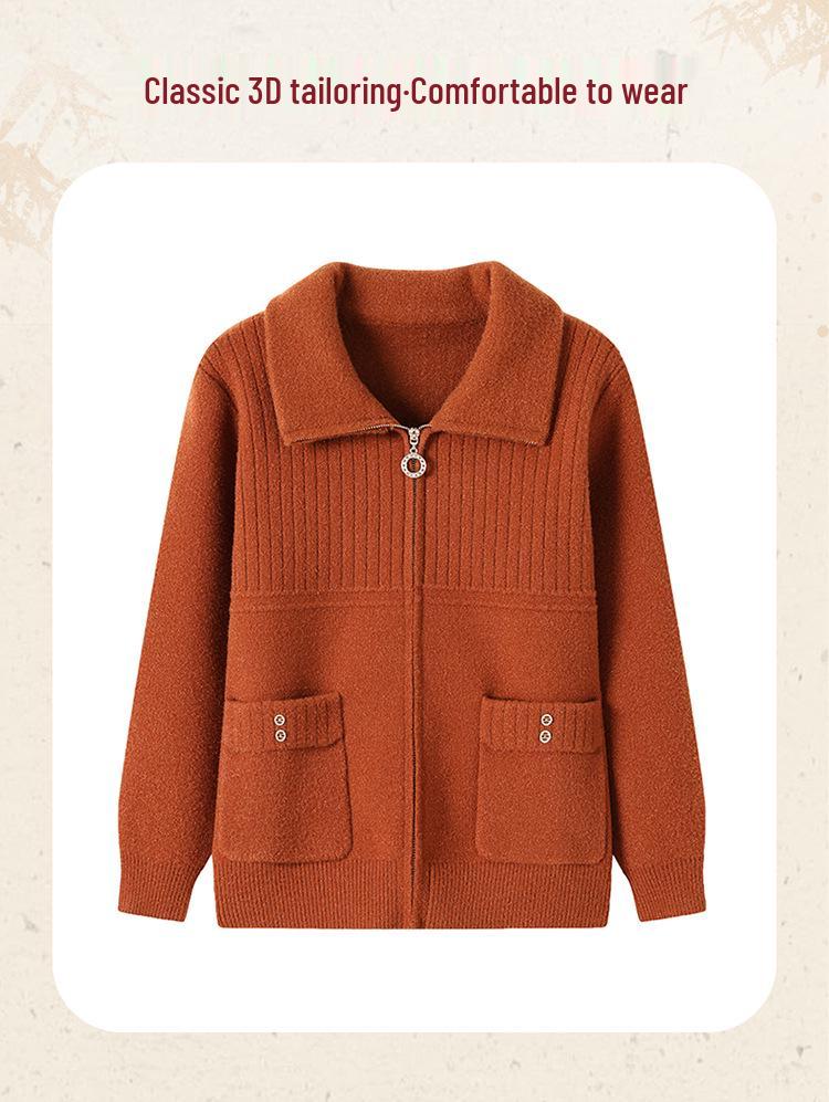Spring Cardigan for Women - Middle-Aged to Elderly, Long-Sleeved Top for Moms and Grandmas