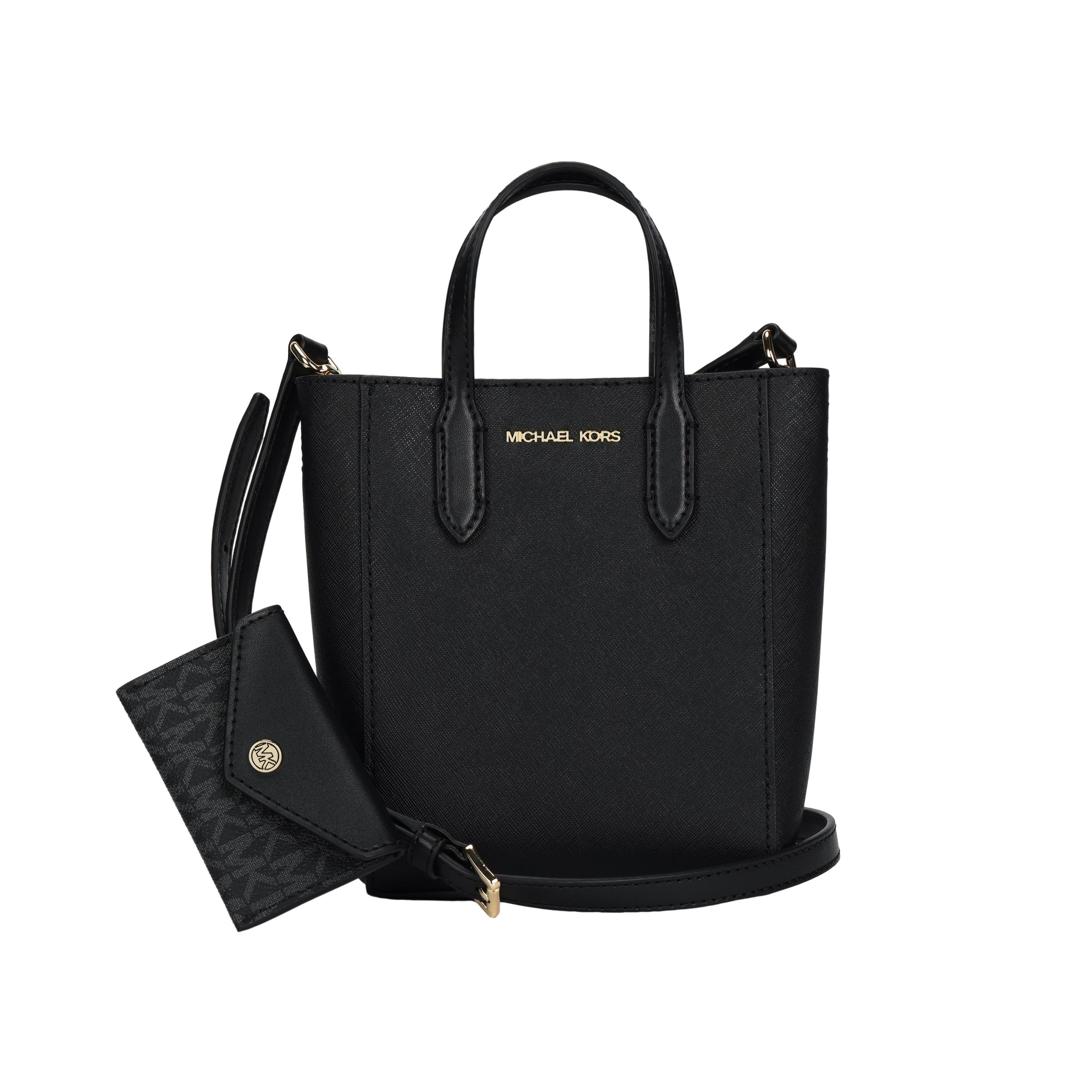 

Michael Kors Vincent Logo Print Magnetic Closure Leather Mini Shoulder Bag Women Handbags Black 35F4G2VC0T-BLACK Basic Set (Bag+Dust Bag)