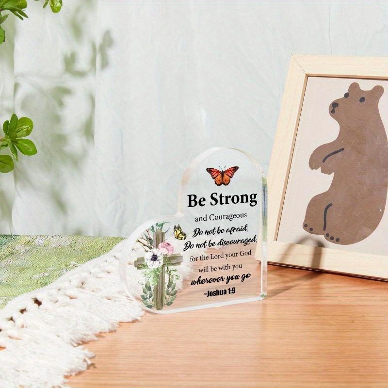 „Fii puternic și curajos” Cadou creștin - Decor inspirațional cu versete biblice pentru femei și mame