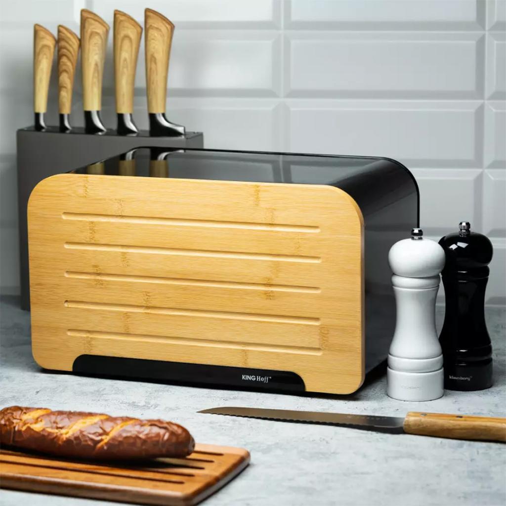 Kinghoff Kh-1071 Stahl-Brotkasten mit Schneidebrett