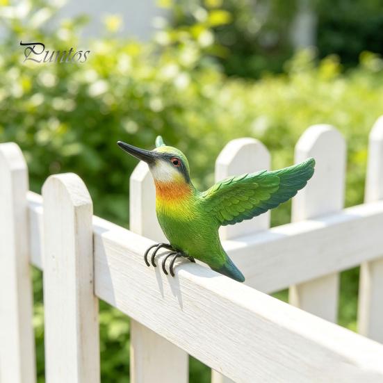 Shrub Decorative Figurine Resin Hummingbird Figurine, Clip?on Bird Statue for Fence, Flower Pot Tree Miniature Wildlife Decor Branch, Realistic
