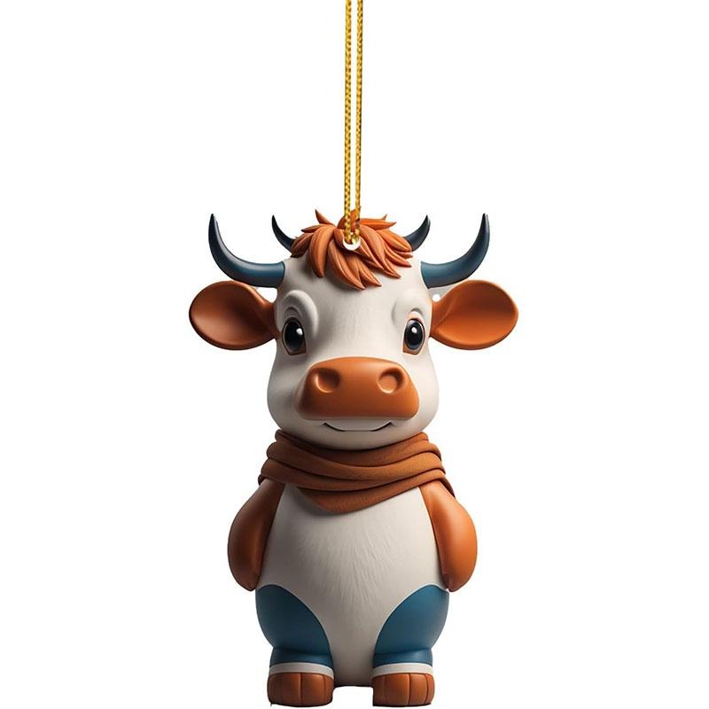 Colorful Cartoon Cow Car Hanging Ornament For Christmas Tree Home Decor