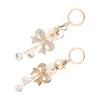 2Pcs Bowknot Keychain Bow Shaped Cute Faux Pearl Car Key Pendant Purse Backpack Accessories