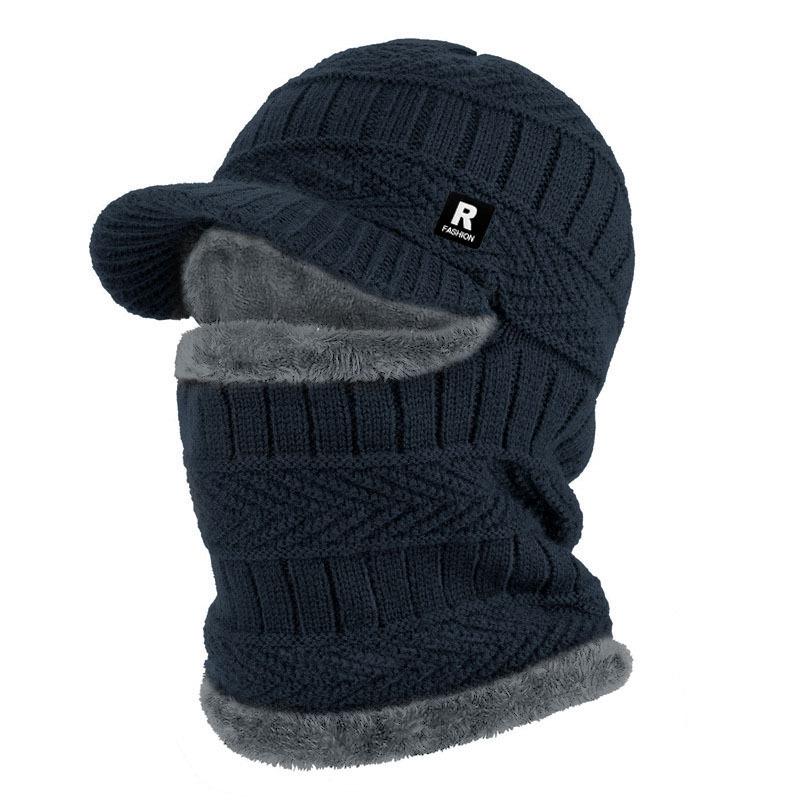 Męska dzianinowa kominiarka zakrywająca całą twarz i maska wiatroodporna termiczna zimowa czapka beanie z odpinaną osłoną twarzy, na rower, na narty, zimowe czapki dla mężczyzn