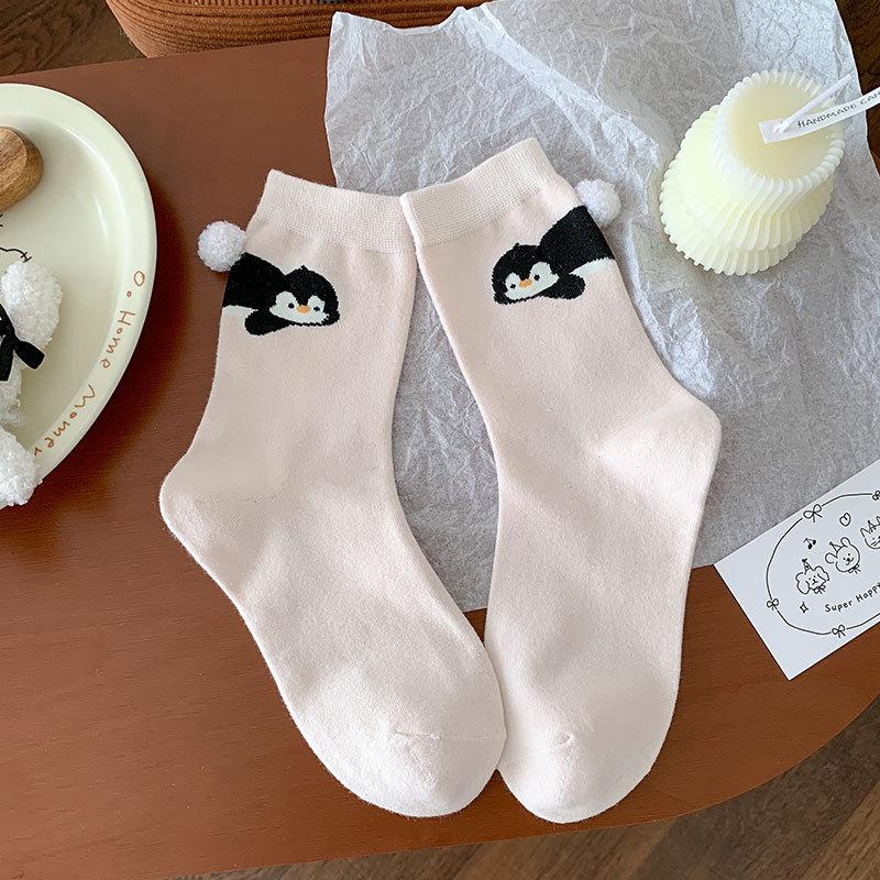 Ladies Spring and Autumn Cartoon Cute Interesting Animal Stereoscopic Hair Ball In The Cylinder Stack Socks