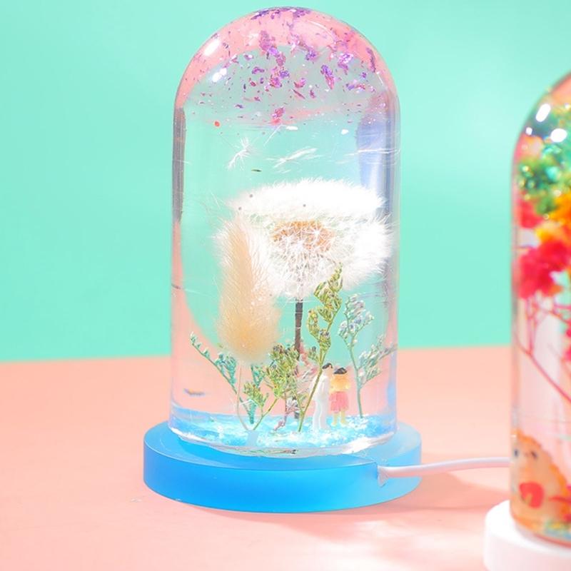 Night Light Resin Silicone Mold Base Bracket Mold with 2 USB Power Lights with Switch Suitable for Diy Table Art Party