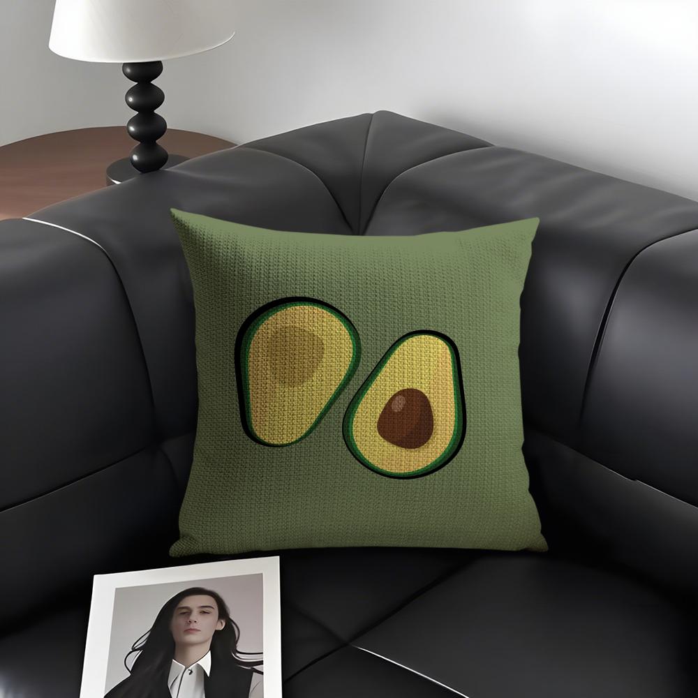 Avocado Print Cushion Cover Natural Linen Organic Fabric DoubleSided Printing Sofa Home Decor Gift Pillow Case