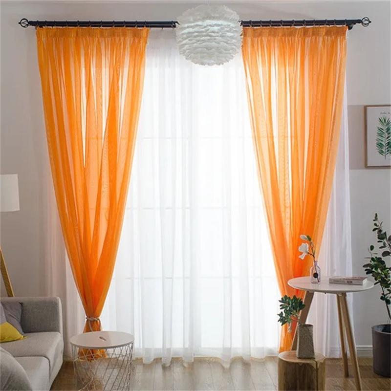 Solid Flerfärgad Tyll Skira fönstergardiner för vardagsrumsdekoration Vita Gardiner för rummet Sovrum Kök Voile Organza Gardiner Draperier