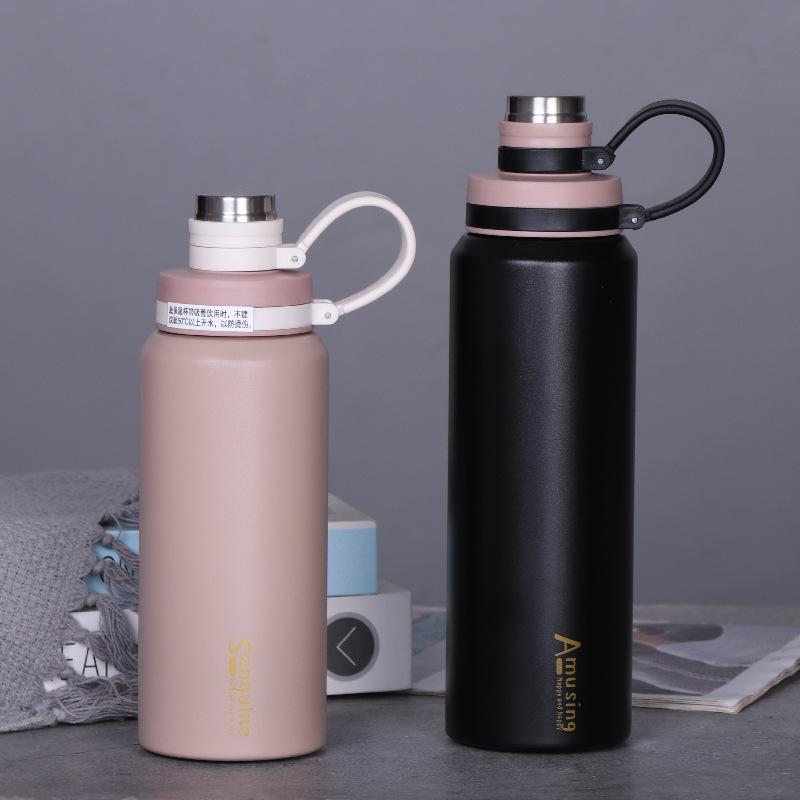New Fashion Grid Straw Sports Cup Stainless Steel Outdoor Sports Portable Sling Cup