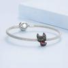 Bamoer 925 Sterling Silver Black Fox Bead Red Heart Zircon Cute Animal Charms Black Gold Plated for Women DIY Bracelet & Bangle
