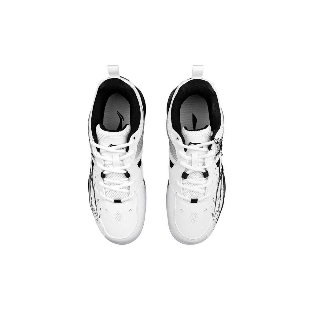 Li Ning Koba Synthetic Leather, Textile Low Top Badminton Shoes Men's Black White AYTM079-11(Team47-)