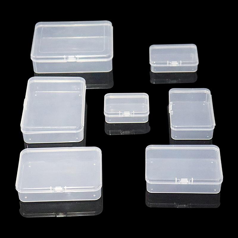 10Pcs Rectangular Transparent Plastic Box Jewelry Card Stationery Storage Box Small Item Storage Box