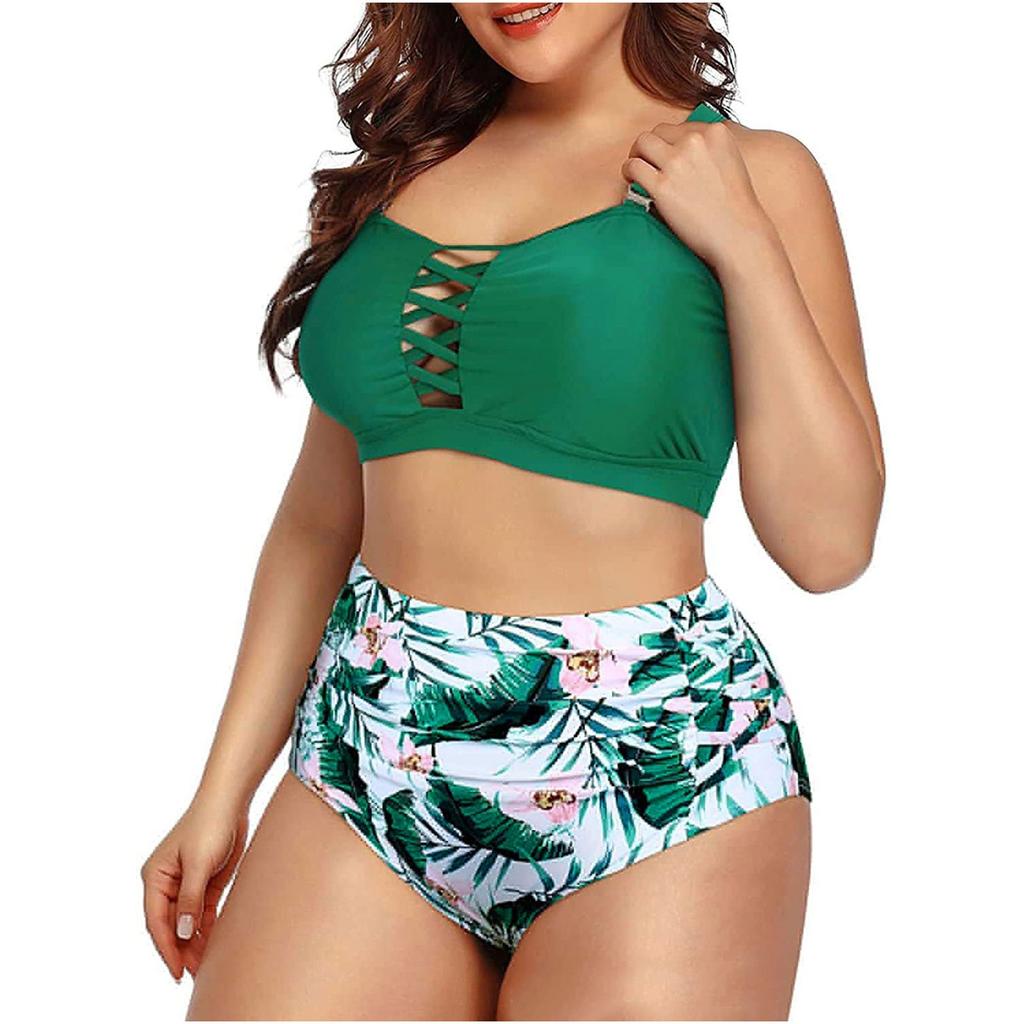 Costum de baie pentru femei de mărime mare Costum de baie imprimat la modă de vară Bikini Sexy cu scobitură Tankini Bikini Costum de baie din două piese Îmbrăcăminte de plajă
