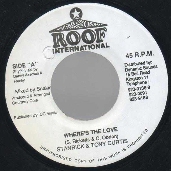 

7inch Record STANRICK & TONY CURTIS - Where s The Love NONE Roof Internatio Jamaica Reggae, Ska & Dub Used