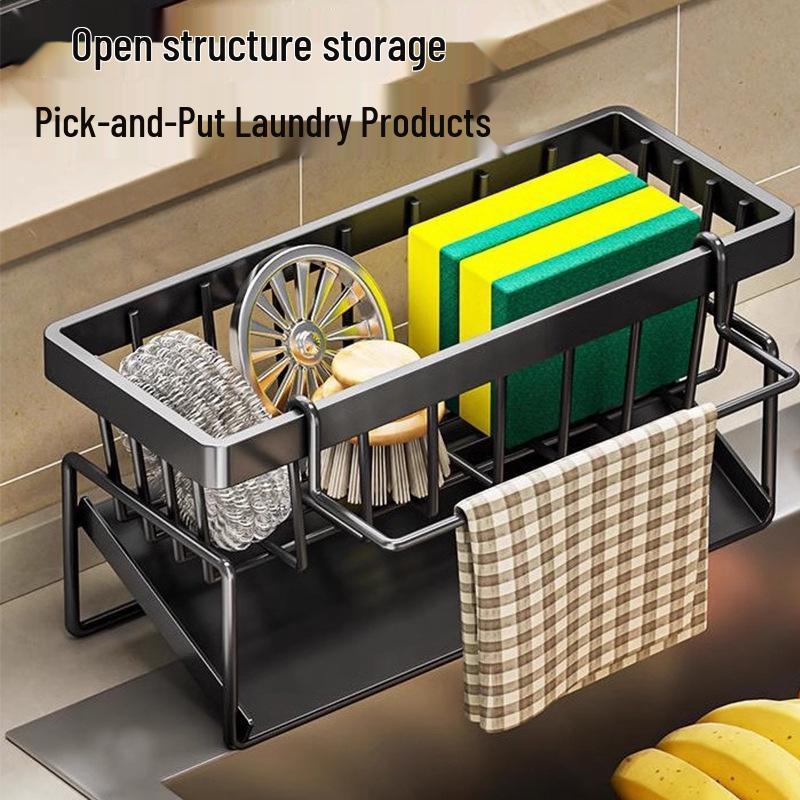 Kitchen Sink Storage Rack: Soap, Sponge, Drainer & Dishcloth Holder