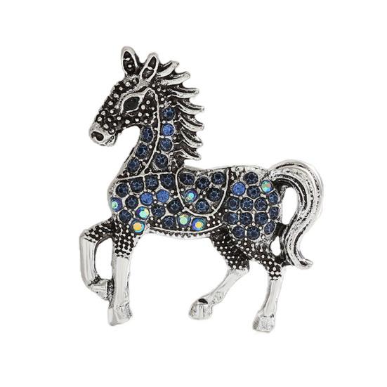 Retro Horse Brooch Rhinestone Inlaid Horse Pin Zodiac Year Animal Brooch Men Women Suit Accessory for Handbag Clothes Decoration