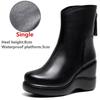 Size32-43 Genuine Leather Woman Ankle Boots Zip Ladies High Heel Plush Short Boots Winter Women's Platform Wedges Shoes