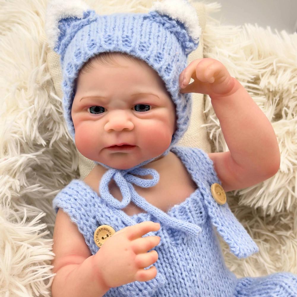 Washable 48cm Full Silicone Body Reborn Babies Doll ELIJAH Cute Alive Newborn Doll for Girl and Boy Lifelike Painted Hair Bebe Reborn Toddler Toy Doll
