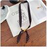 Coffee Blue Retro Wood Beads Long Silk Women Versatile Streamer Neck Protection Scarf New Small Scarf Spring, Summer and Autumn
