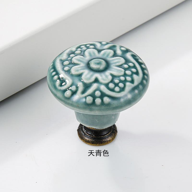 1x Retro Vintage Round Ceramic Drawer Knob Cabinet Handle Cupboard Door Pull kid room Decor blossom Relief Handle Knobs