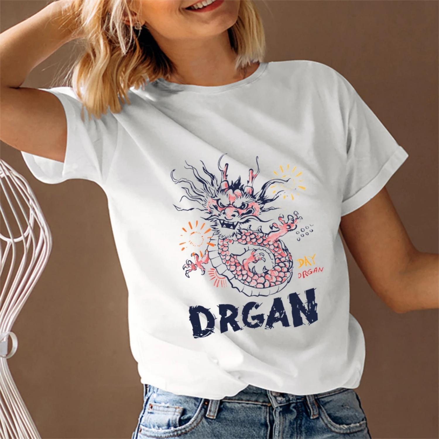 

Women s T-Shirt Dragon Graphic Print Short Sleeve Round Neck Streetwear Top Trendy 2023 Fast Ship XXXXXL