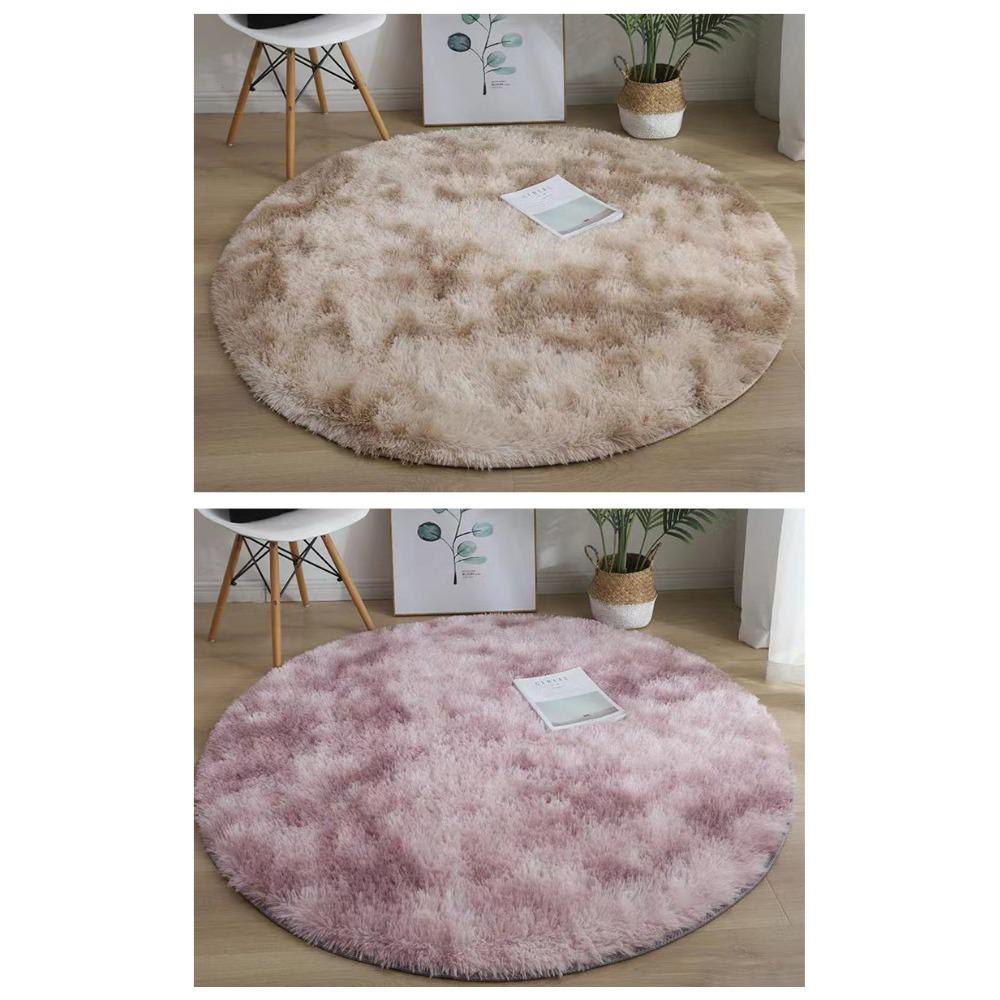 Tapete redondo de pelo de seda, cadeira de computador, cadeira giratória, almofada tie-dye, almofada de pelúcia antiderrapante, almofada de mesa redonda para sofá de sala de estar