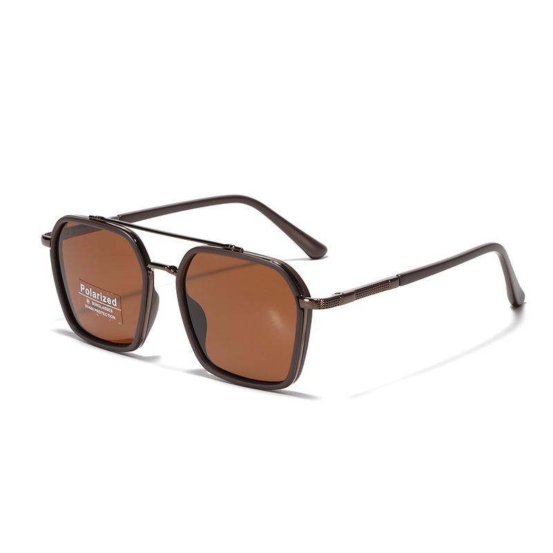 Gafas Tr90 Aro Metálico Cuadradas Doble Puente Gafas de Sol para Hombre Gafas Polarizadas Montura Grande Gafas Tac para Mujer