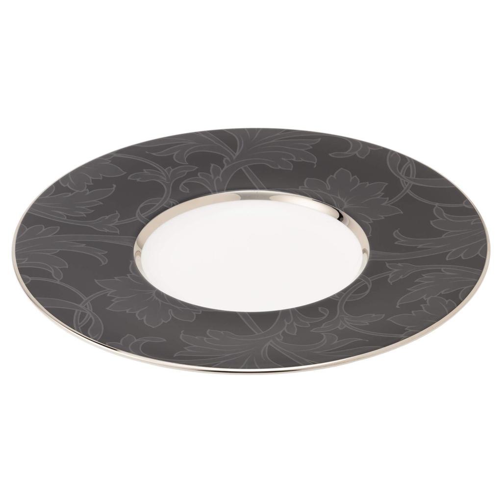 NARUMI Plate, Black Arabesque Design, 27cm, Black, Stylish, Wide Rim, Made In Japan, 50936-5415