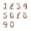 30 Pieces Number Decorative Stickers with Flower Decor Elegant Stylish Self Adhesive Floral Number