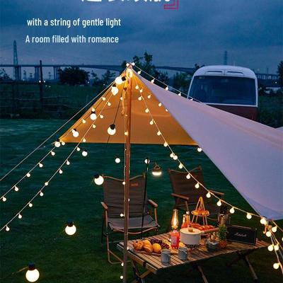 LED Solar Frosted White Ball String Lights - Outdoor Waterproof Battery-Powered Decoration for Camping & Ambience