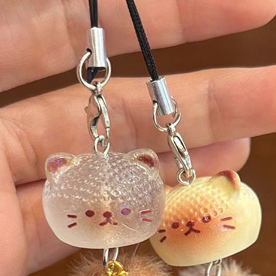 Keychain Pendant Resin Cat Plush Ball Decor Phone Pendant Keys Bags Cell Phones Key Holder Fashion Accessory